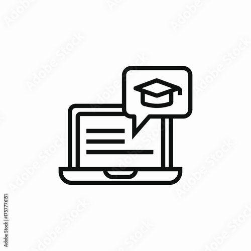 laptop online education icon sign vector