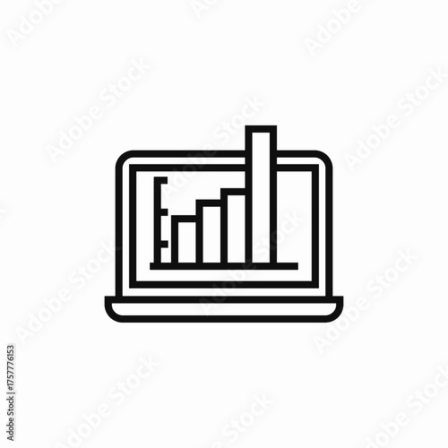 laptop statistics icon sign vector