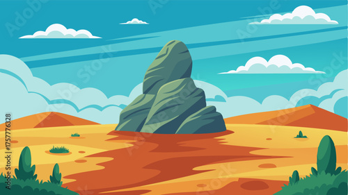 Amidst a rolling prairie a lone rocky outcrop stands proudly a symbol of strength and determination in the face of an untamed landscape.