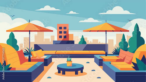 A rooftop oasis with cozy nooks and seating areas for enjoying the view.