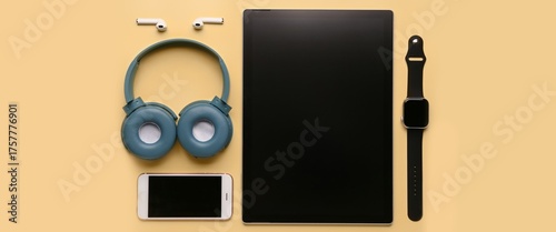 Many various modern gadgets...