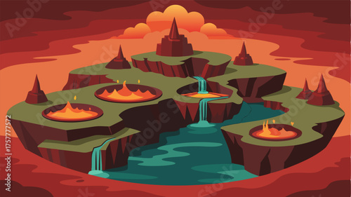 A network of caves winds through the island revealing hidden pools of steaming water and ancient lava formations.