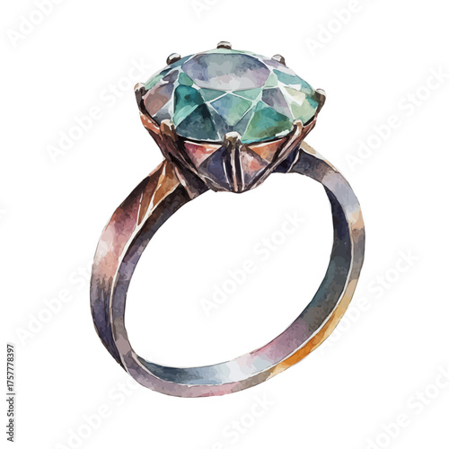 Geometric Ring, watercolor painting vector, isolated on a white background.