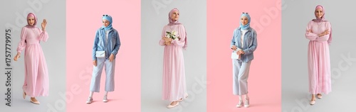 Collage of stylish Muslim w...
