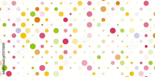 Seamless vector pattern or texture with colorful polka dots on white background for kids background, blog, web design, scrapbooks, party or baby shower invitations and wedding cards.