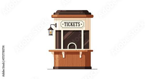Charming retro ticket booth illustration on a clean white background