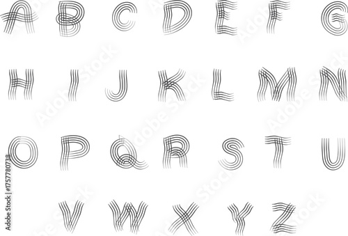 Striped Alphabet Letters A to Z Uppercase Hand Drawn Isolated Design Keywords: alphabet, letters, uppercase, a to z, striped, hand drawn, isolated