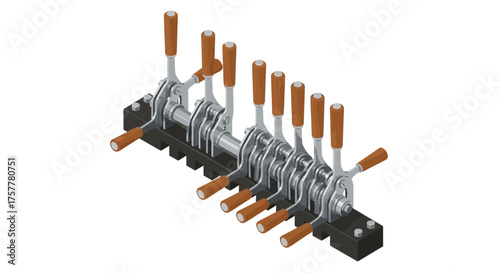 Complex Vector Mechanism Depicting Interconnected Levers and Control System