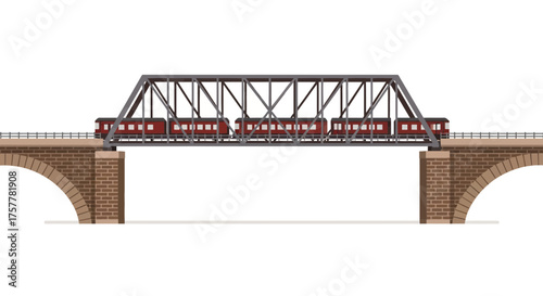 Train on an arch bridge, a journey through the picturesque countryside