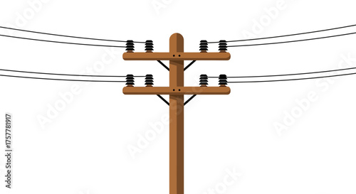 Vector illustration of a utility pole with electric lines on a white background