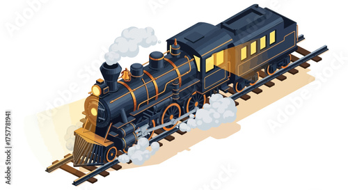 Vintage locomotive illustration with elegant design and nostalgic charm
