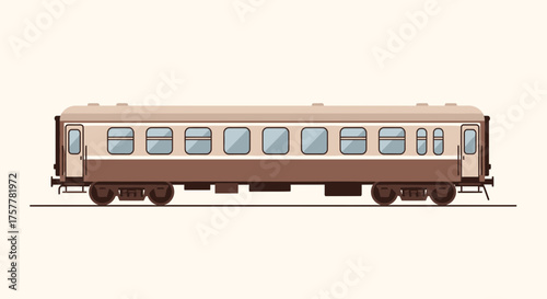 Vintage railway car in a minimalist style with neutral color palette