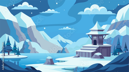 A place of stillness where even the air seems frozen in time amidst the vast snowy emptiness.