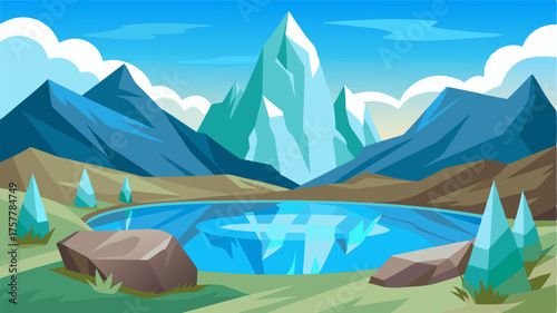 An alpine oasis the crystalclear lake a welcome sight amidst the rugged harsh terrain.