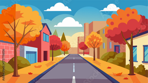 A picturesque street with elegant trees their leaves changing colors with the seasons.