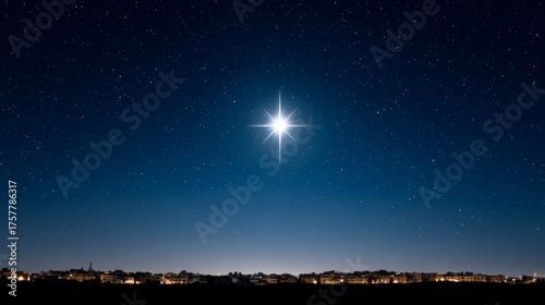 Star over bethlehem in a night sky scene