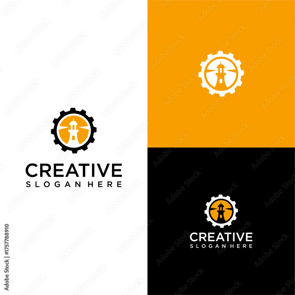 Fototapeta premium The tower logo is combined with a modern-looking gear element.