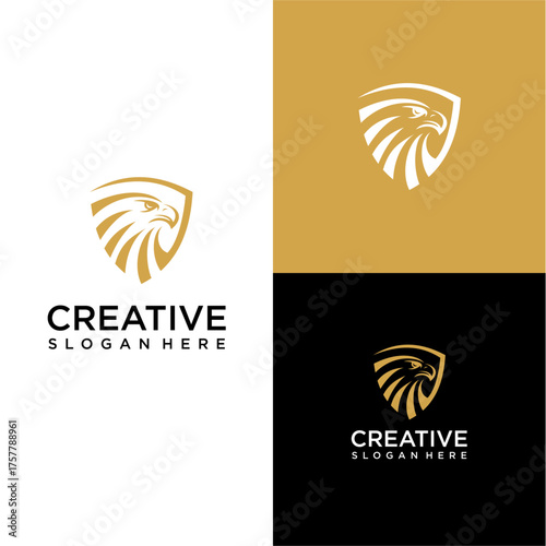 Modern shield initial logo combined with eagle head elements