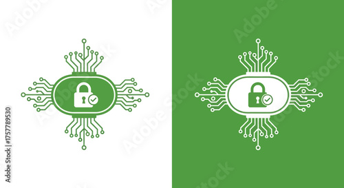 Digital Security Concept with Padlock and Circuit Board Elements Representing Data Protection and Cybersecurity