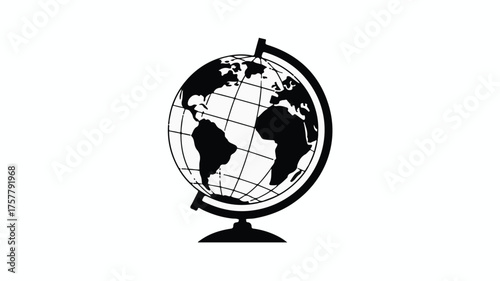 Stylized illustration of a globe on a stand, representing global connection and exploration.