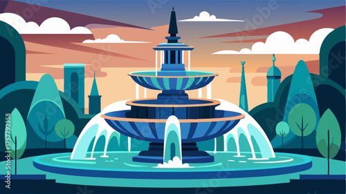 An architectural marvel the grand fountain is the centerpiece of the city square with its intricate details and powerful jets of water mesmerizing all who gaze upon it.