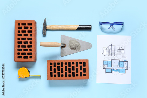 Bricks with house plan and ...