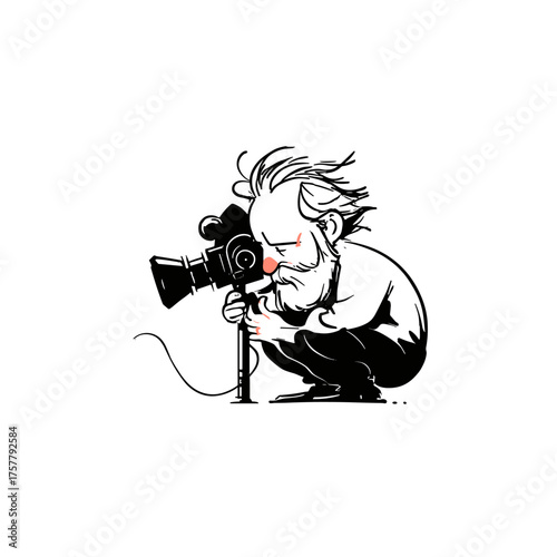 Movie Director. Movie Director simple black and white line art vector logo