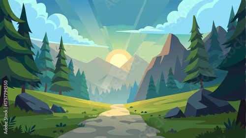 A mountain glade that feels like stepping into a fairy tale with sunlight filtering through the trees and a peaceful stillness in the air.