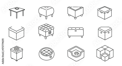 furniture icons diverse isometric room accessories isolated on white essential visuals for interior design and home decor projects showcasing style variety