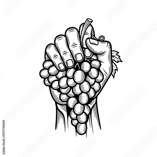 Thanksgiving Harvest Hand Holding Grapes for Autumn Celebrations