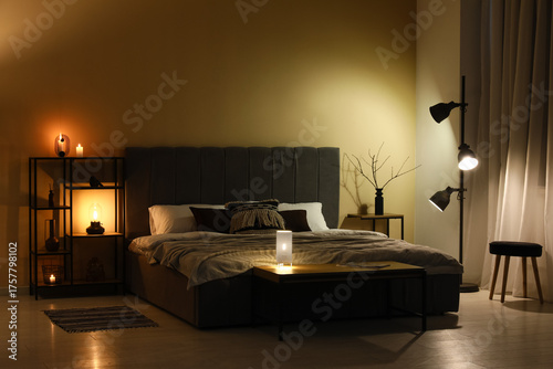 Interior of bedroom with co...