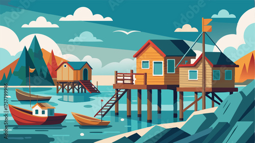 A charming fishing village with cozy cottages and rustic piers jutting out into the ocean. The scent of salty sea air blends with the aroma of freshly caught seafood.