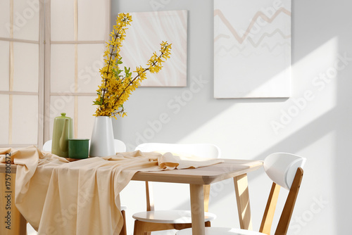 Vase with blooming branches...