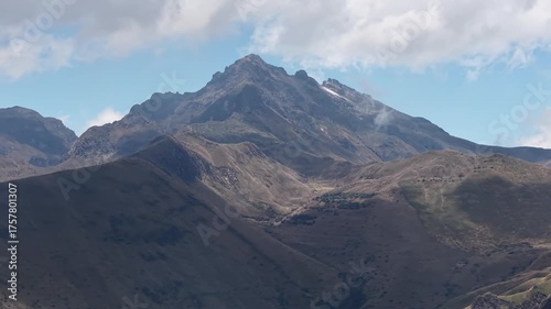 Breathtaking aerial footage showcasing the iconic Rucu Pichincha volcano and the TeleferiQo viewpoint high above Quito, Ecuador