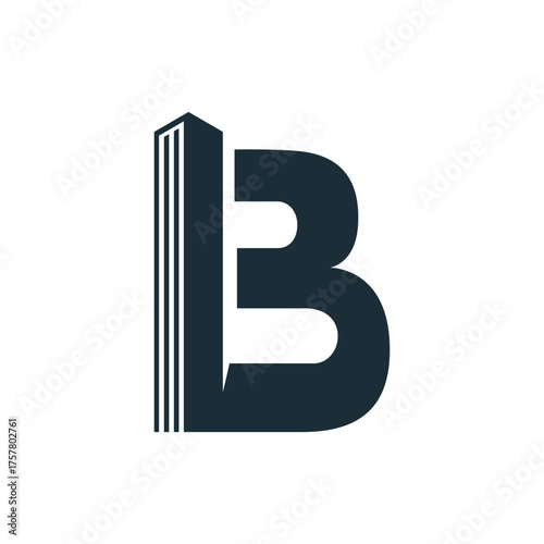 letter b building logo vector design, letter b combined with building logo
