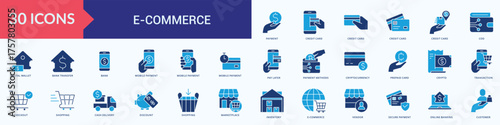 E-commerce icon collection set with payment, credit card, credit card, credit card, credit card, cod