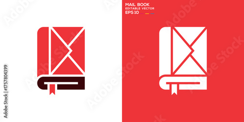 Book and email logo. Envelope, message, letter, report. Vector icon symbol template EPS 10.