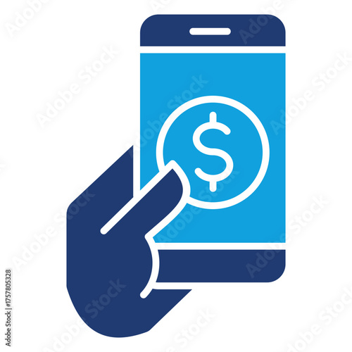 Mobile Payment Flat Blue Icon