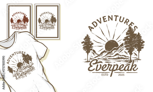 forest illustration mountains graphic outdoor design nature badge adventure vintage