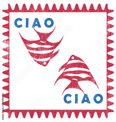 red ciao! Graphic design print t-shirts fashion, illustration, vector, posters, cards, stickers, mug. italian style vibrant posters with Italian text Ciao, Dolce Vita, Bella Vita. Wavy hand-drawn
