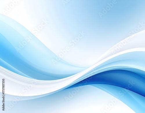 Abstract Blue Wave Background with White Gradient Lines Modern Elegant Design