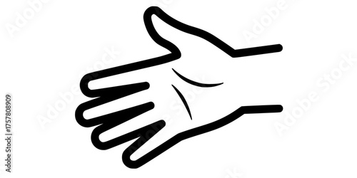 Bold Line Minimalist Human Hand Reaching Flat Vector Gesture Graphic
