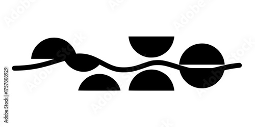Wavy Uneven Line Divider with Bold Half-Circles Flat Vector Graphic
