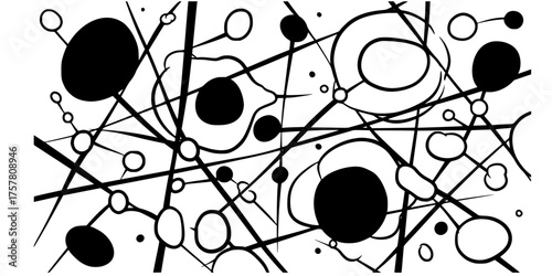 Thick Chaotic Organic Blobs and Jagged Lines Vector Background