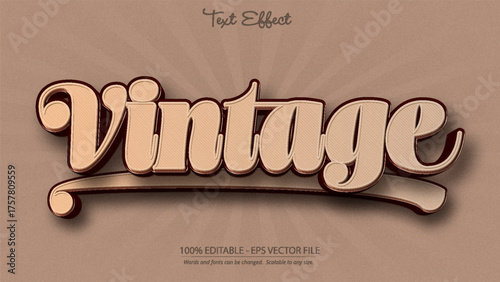 Vintage retro text effect with 3d style and classic typography design for creative projects and branding use