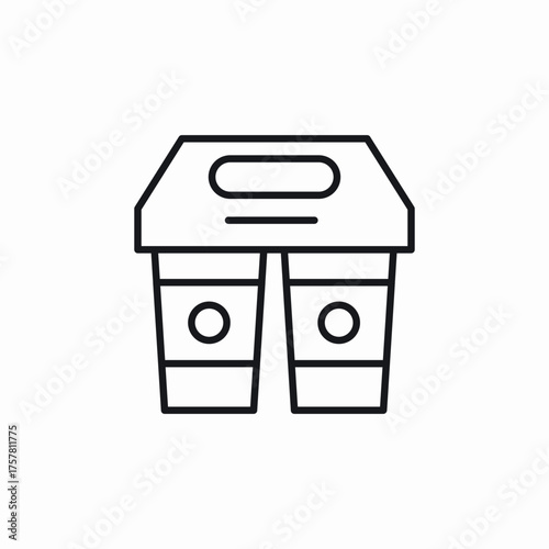 two coffee take away cups holder icon sign vector