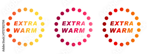 EXTRA WARM ラベルアイコン（冬・あったか・防寒・ヒートウェア・温活のベクター素材）