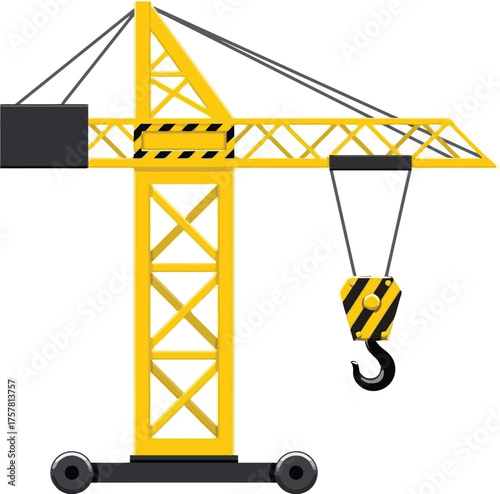 Yellow Tower Crane Construction Vector