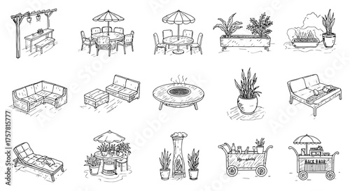 patio furniture outdoor living space with different furniture options and plants showcasing backyard design ideas for home improvement projects