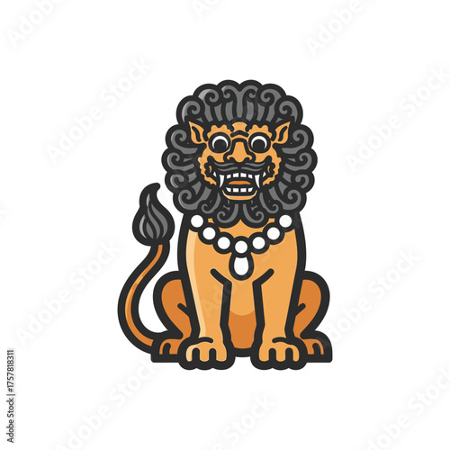 focused on main subject dog icon with stylized traditional mane.